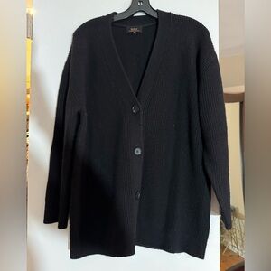 Quince Mongolian Cashmere Oversized Boyfriend Cardigan Sweater, XS, Black